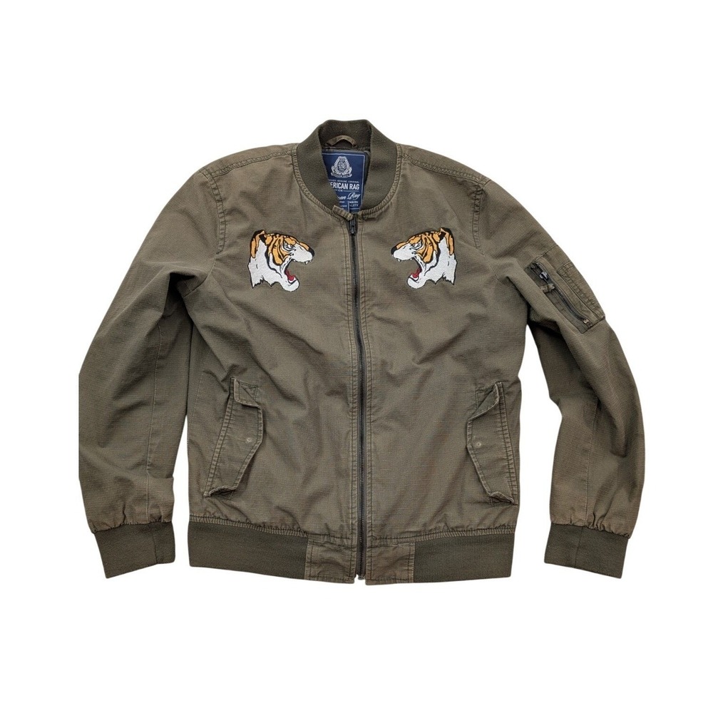 American Rag Green Field‎ Jacket with Tiger Embroidery Size M